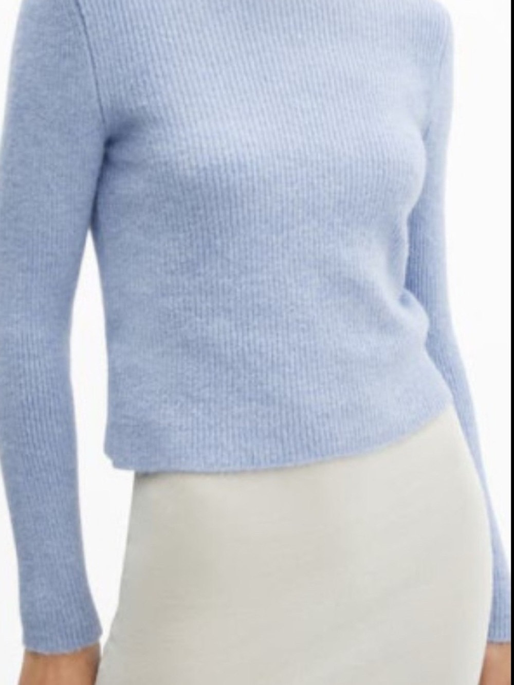 Mango Women's Sky Blue Boat Neck Ribbed Long Sleeve Pullover Sweater. Size Large